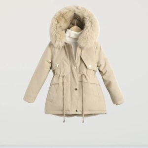 zimná parka s kožúškom - béžová