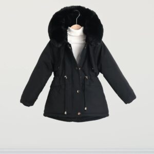 zimná parka s kožúškom - čierna