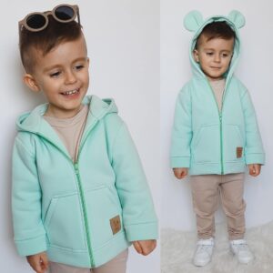 BUNNY KIDS MIKINO-KABÁTOK MEĎVED - MENTOLOVÝ