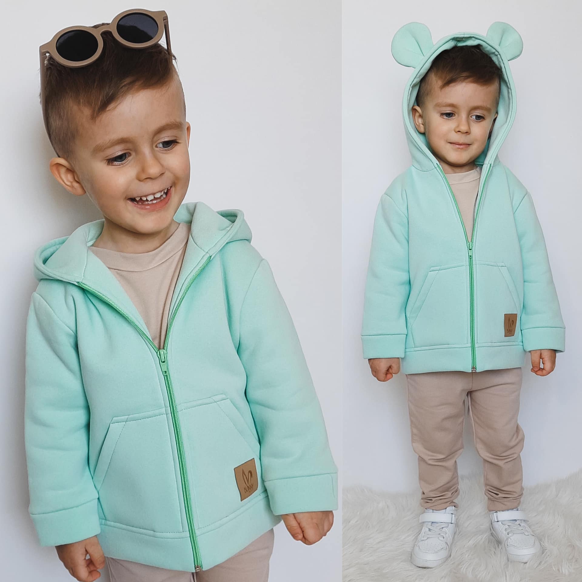 BUNNY KIDS MIKINO-KABÁTOK MEĎVED - MENTOLOVÝ