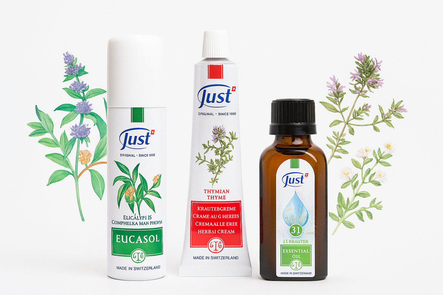 Just | Eucasol 50ml + Tymianový krém 60 ml + Olej z 31 bylín 50 ml