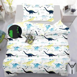 BAVLNENÉ OBLIEČKY SVIETIACE - DINOSAURI 140x200/70x90